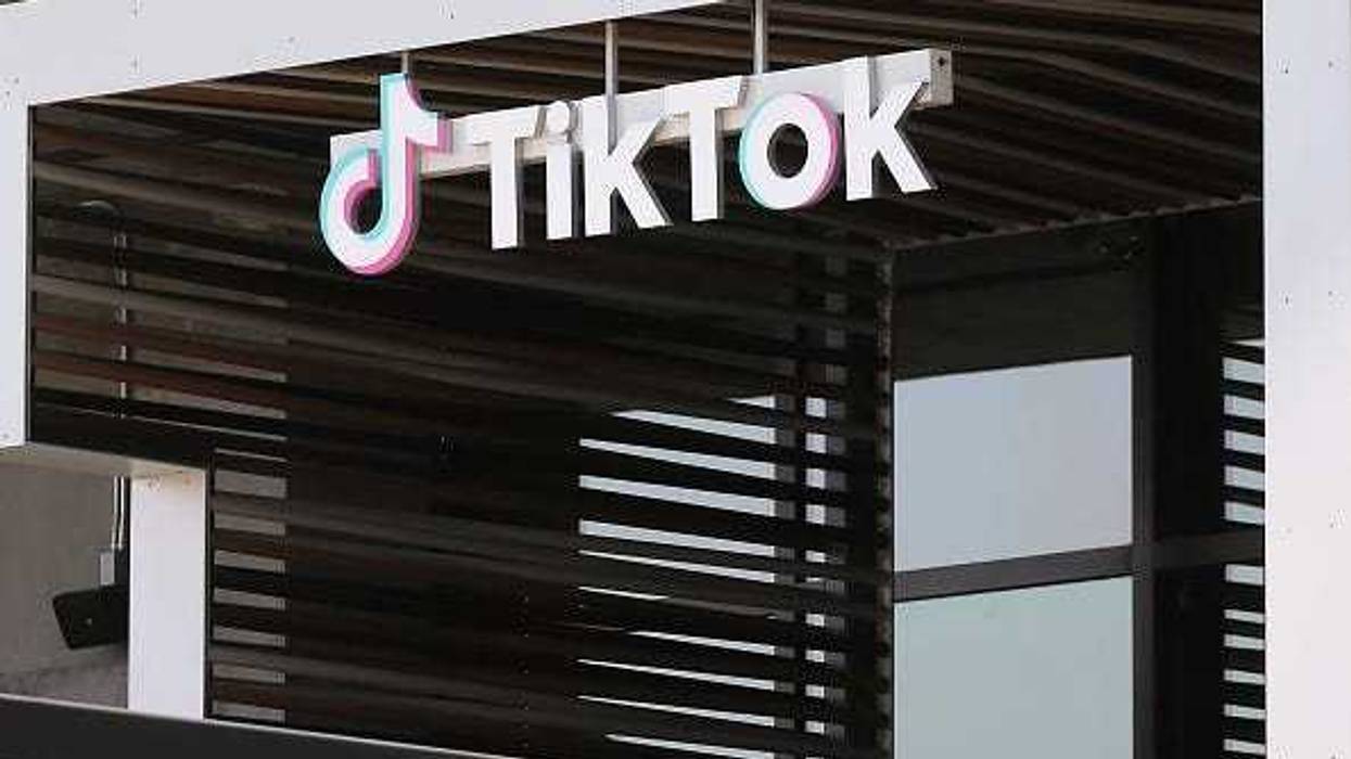 Tiktok logo displayed outside its California office.