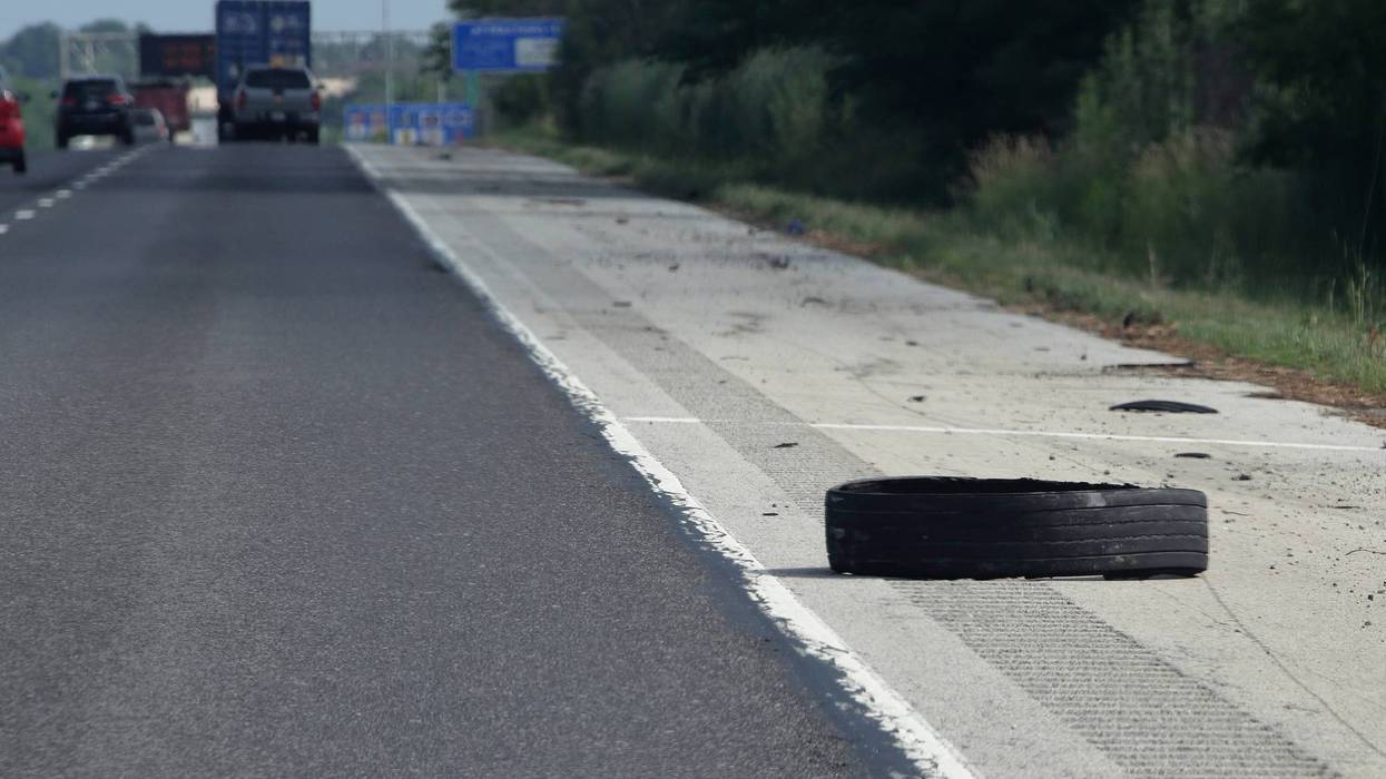 tire on road :-(