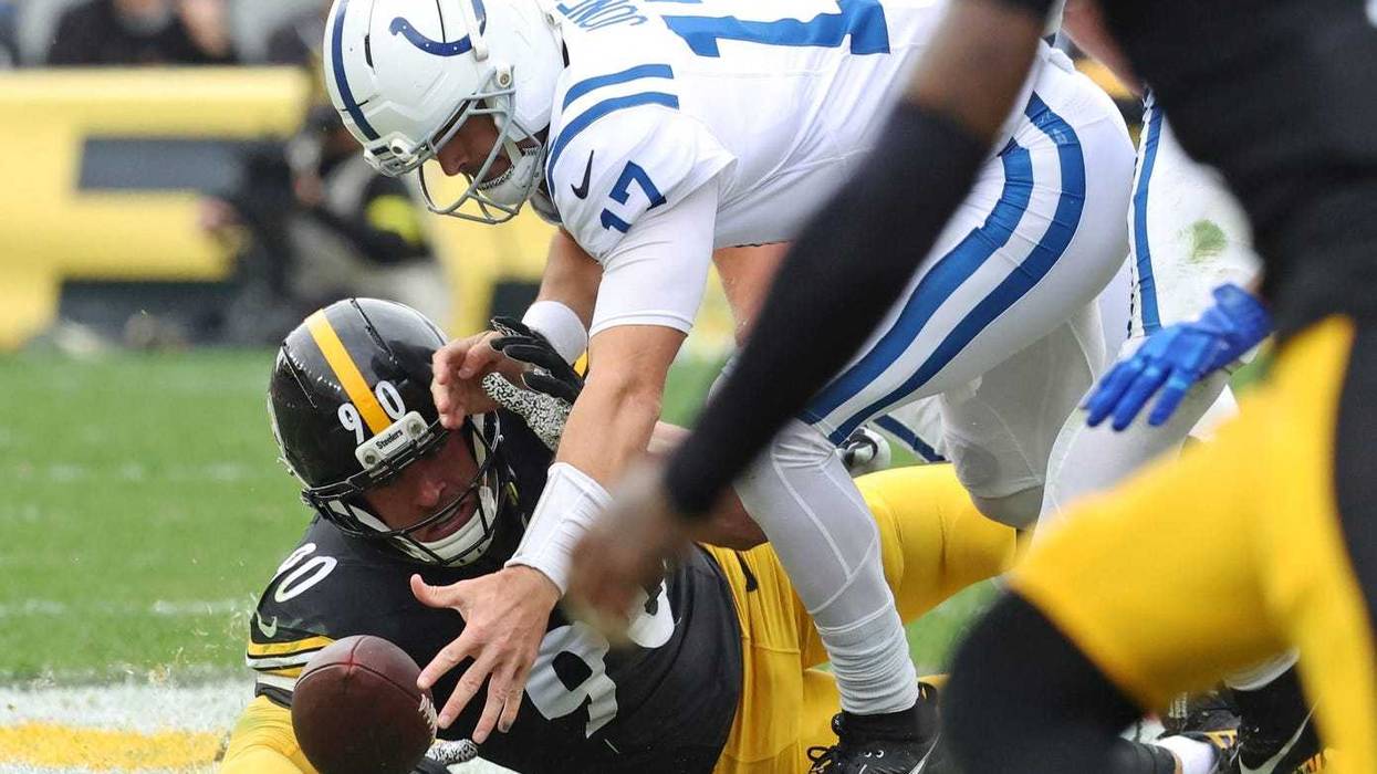 TJ Watt forced fumble from Daniel Jones
