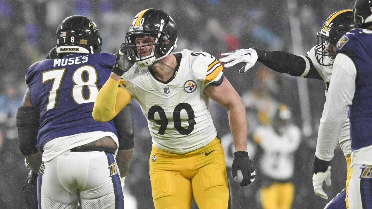 TJ Watt with finger up to mouth