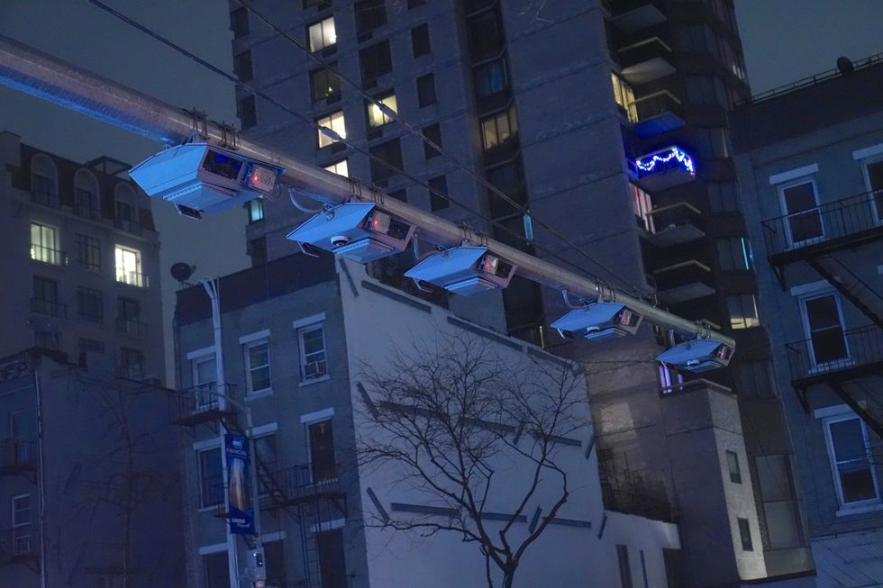 Tolling gantries are seen in Midtown on Dec. 30, 2024