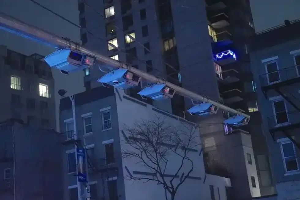 Tolling gantries are seen in Midtown on Dec. 30, 2024.