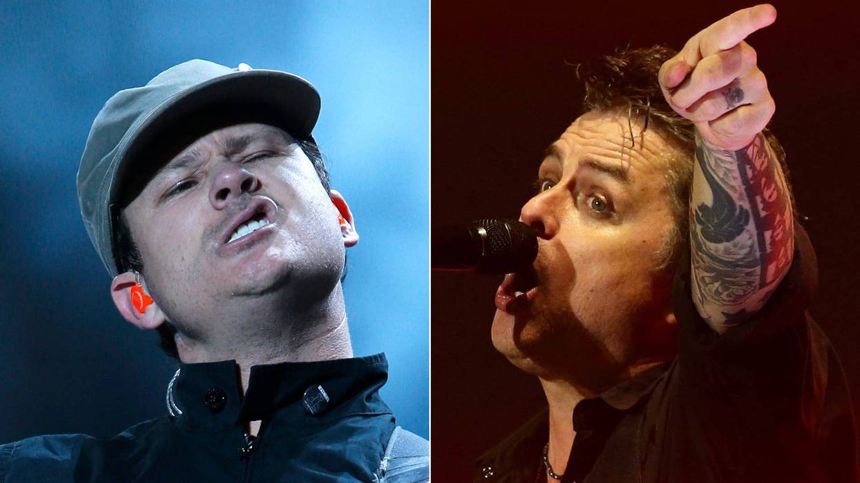 Tom DeLonge of blink-182 and Billie Joe Armstrong of Green Day