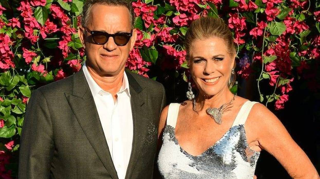 Tom Hanks, Rita Wilson, Red Carpet, Flower Background, 2018