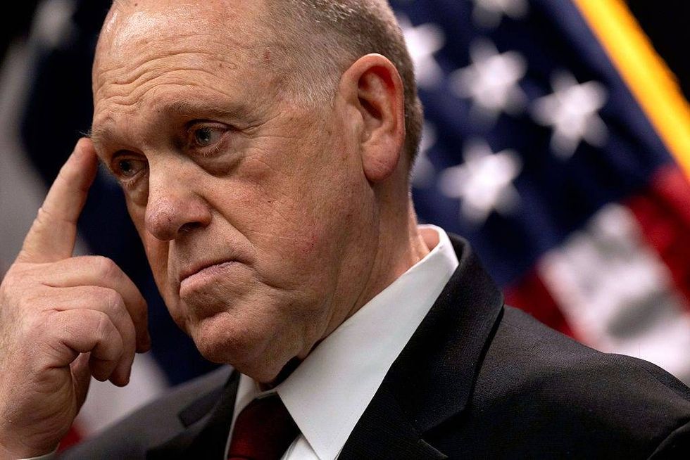Tom Homan, White House "Border Czar" speaks at a press conference at the Bishop Henry Whipple Federal Building on February 4, 2026 in Minneapolis, Minnesota.