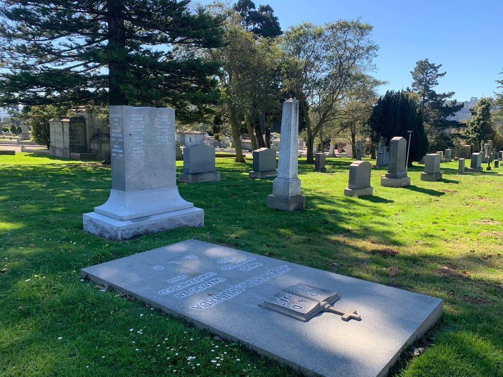 Tombstones at Holy Cross Catholic Cemetery in Colma.