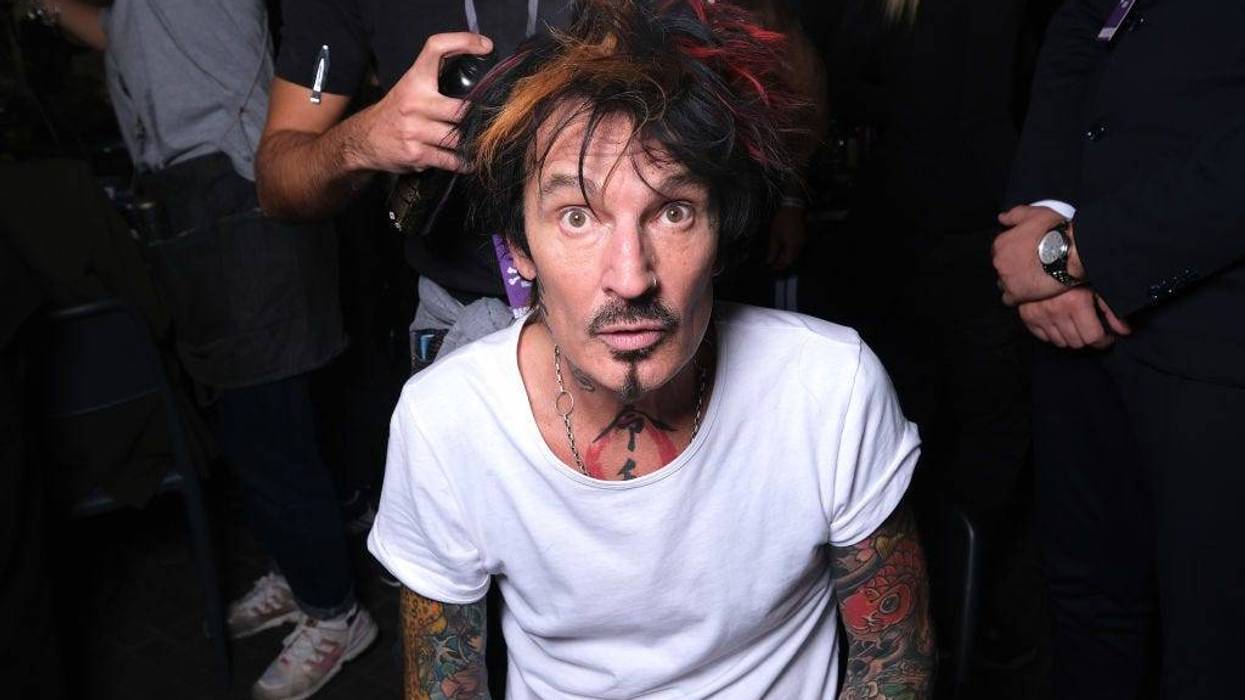 Tommy Lee poses at the backstage of the Philipp Plein SS23 Fashion Show during the during the Milan Fashion Week Womenswear Spring/Summer 2023 on September 23, 2022 in Milan, Italy. (Photo by Ferda Demir/Getty Images for Philipp Plein)
