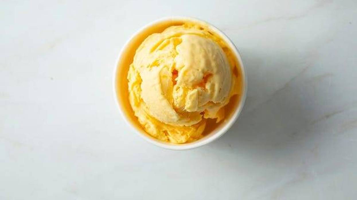 Top down view of yellow ice cream