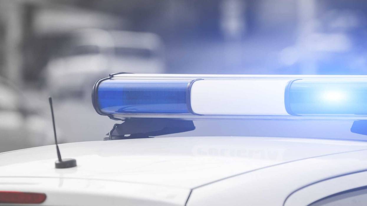 Top of police squad car with lights activated