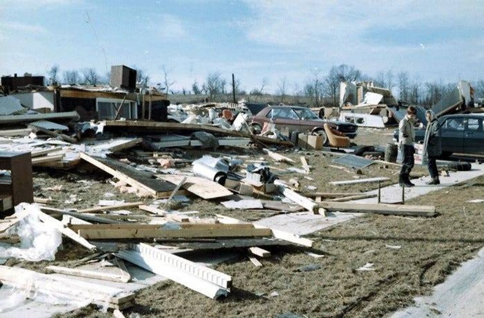 Tornado damage from the 1967 tornado in the St. Louis Metro area.