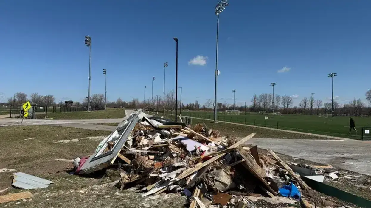 Tornados caused significant damage to all the turf fields at the Creve Coeur Park Soccer Complex