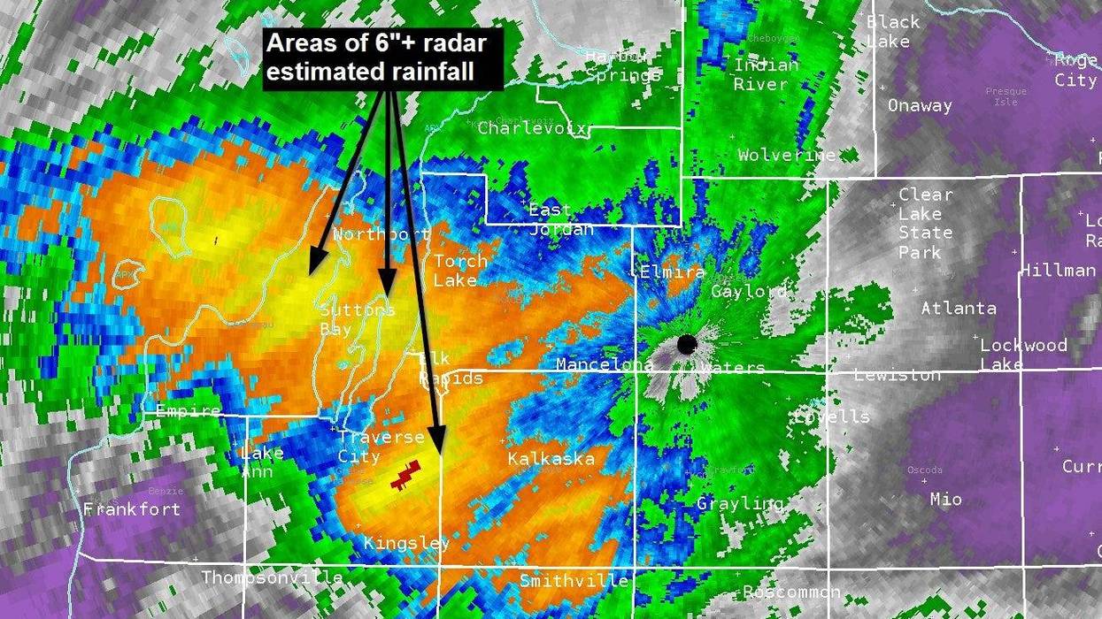 Torrential rains fell on a popular Michigan lake on Wednesday.