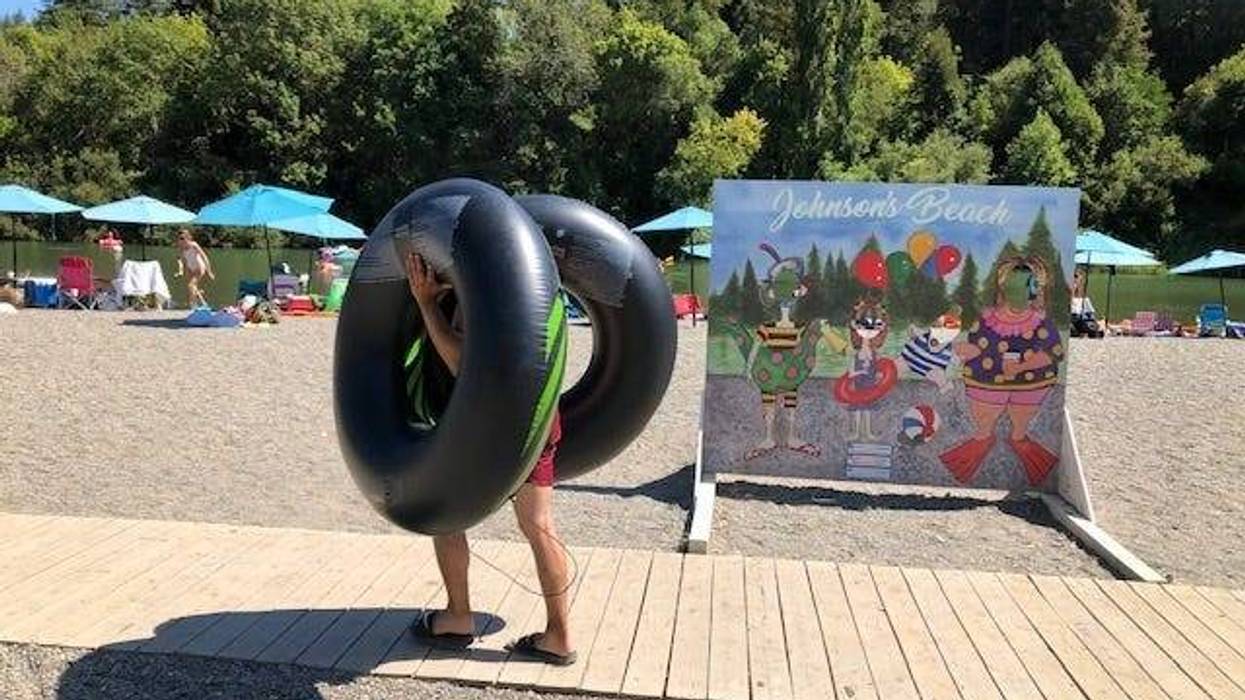 Tourists at Johnson's Beach in Guerneville