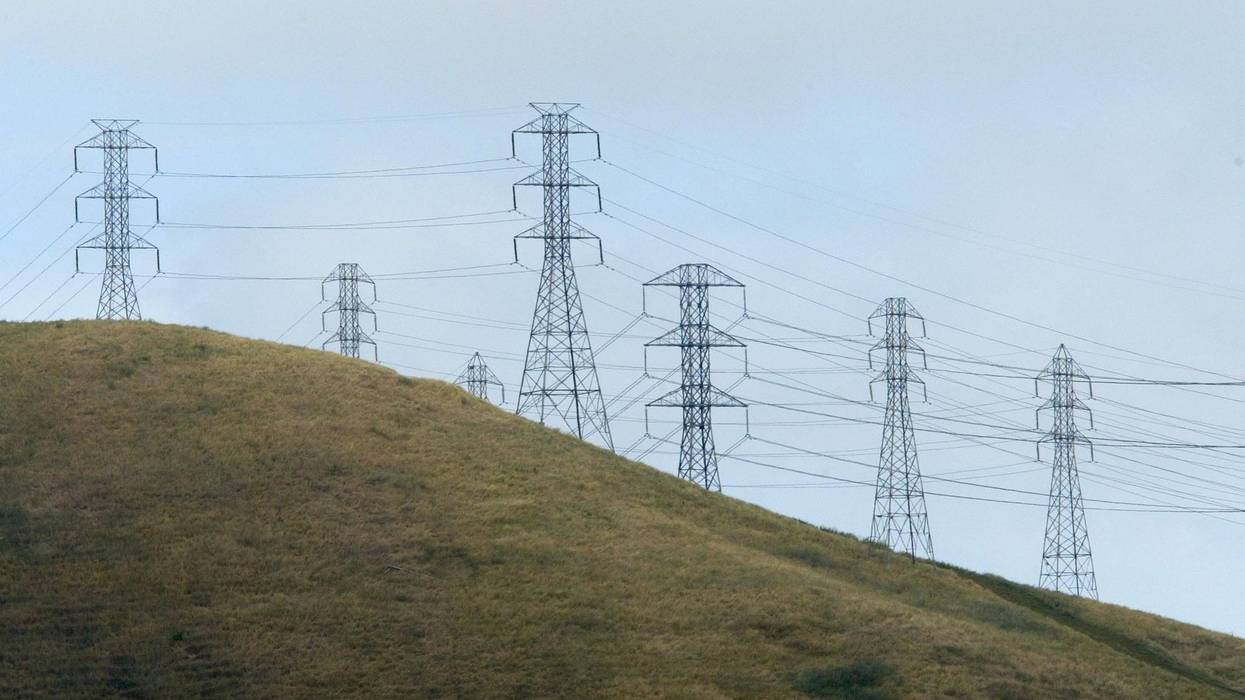 Towers holding power lines are seen May 29, 2003 in Orinda, California.