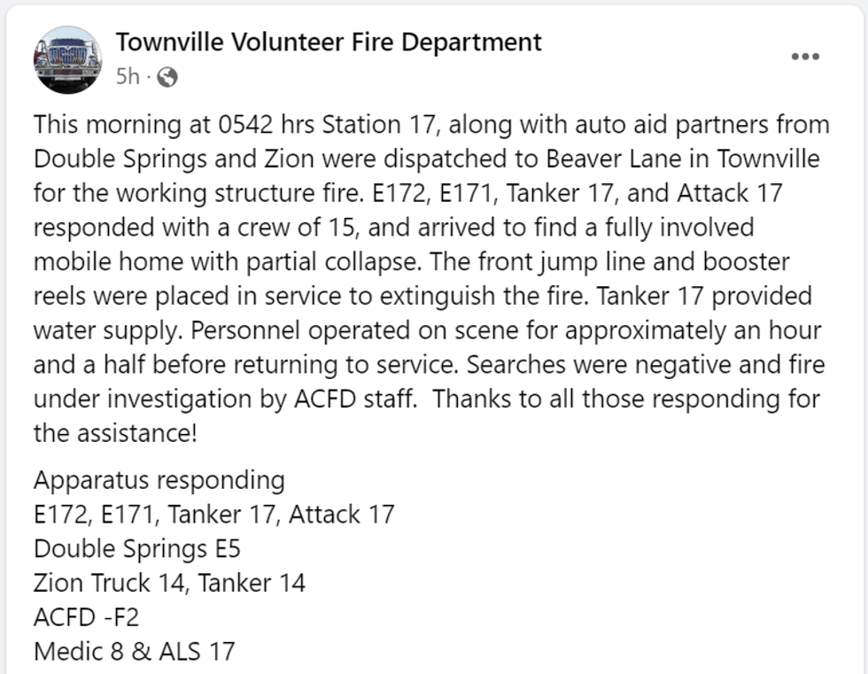 Townville FD Facebook Page