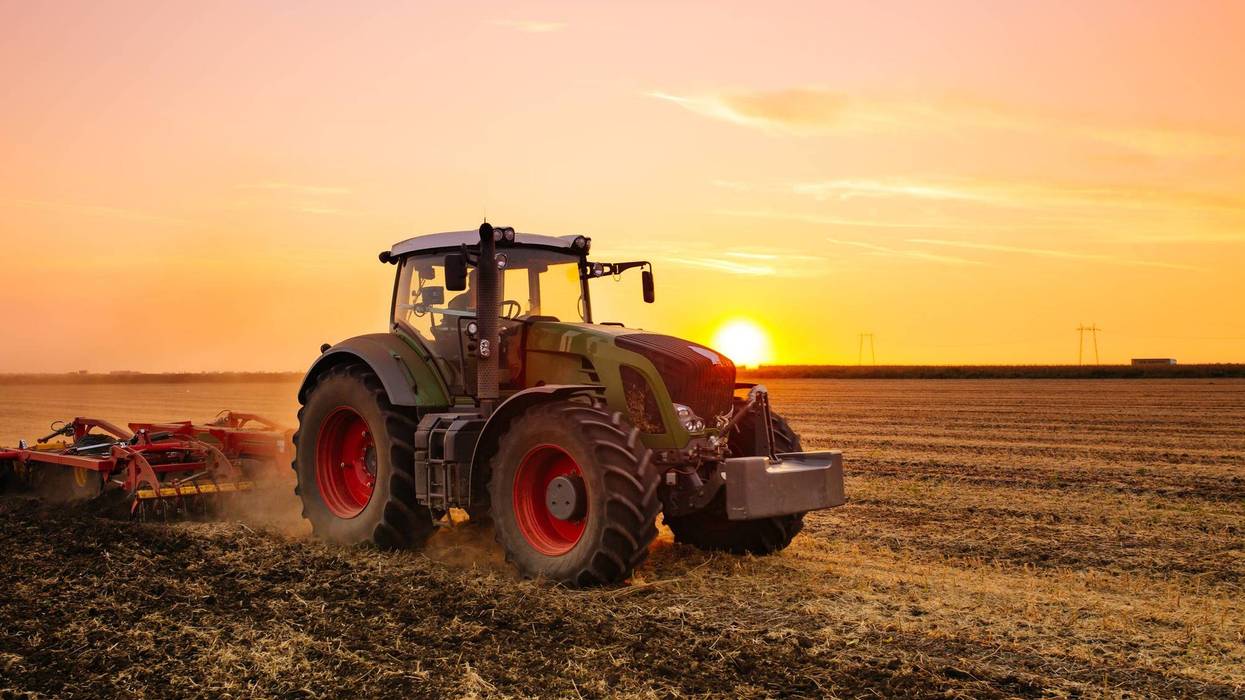 Tractor at sunset