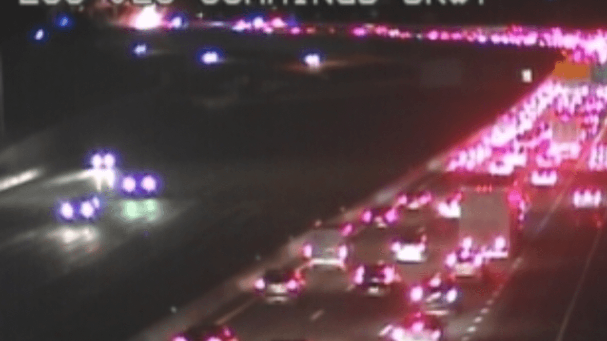 Traffic backed up on the Carquinez Bridge after cars catch fire late Tuesday night.