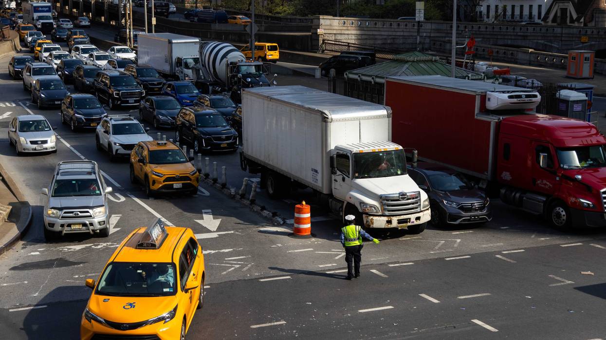 Traffic enters the Congestion Relief Zone from the Ed Koch Queensboro Bridge in New York, US, on Thursday, April 24, 2025