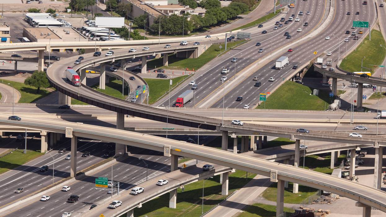 Traffic on a highway intersection near Dallas, Texas