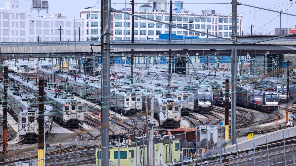 Trains are seen at the Sunnyside Yards