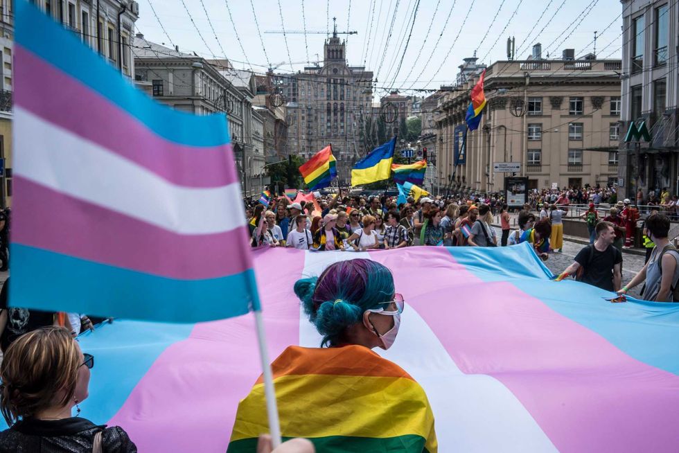 Transgender activists participate in the Kyiv Pride march, estimated to be the city