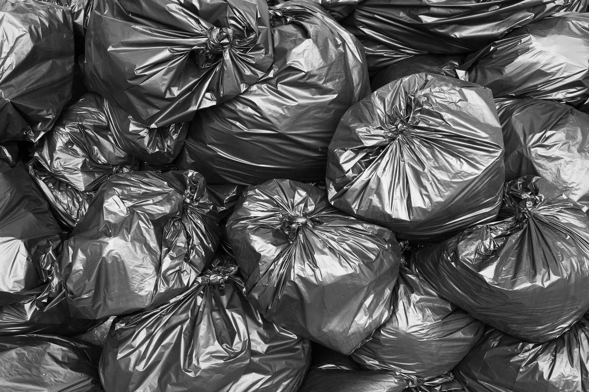 Trash bags stock photo.