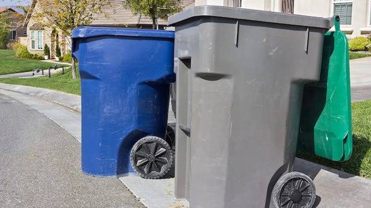 Trash cans on street ready for pickup