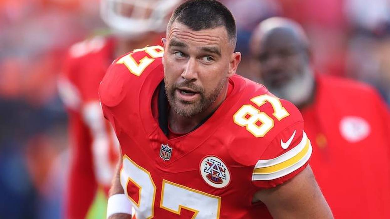 Travis Kelce #87 of the Kansas City Chiefs looks on prior to the game against the Denver Broncos at Arrowhead Stadium on September 14, 2026 in Kansas City, Missouri