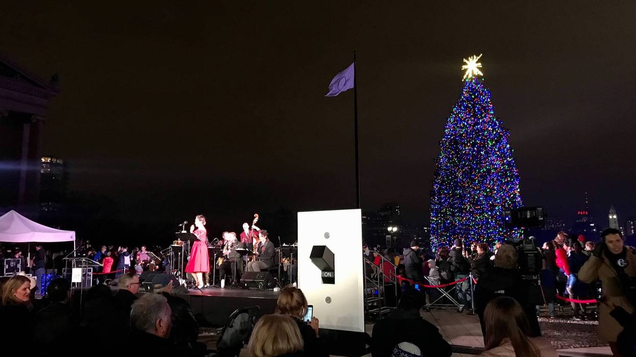 Tree lighting at Philadelphia Museum of Art