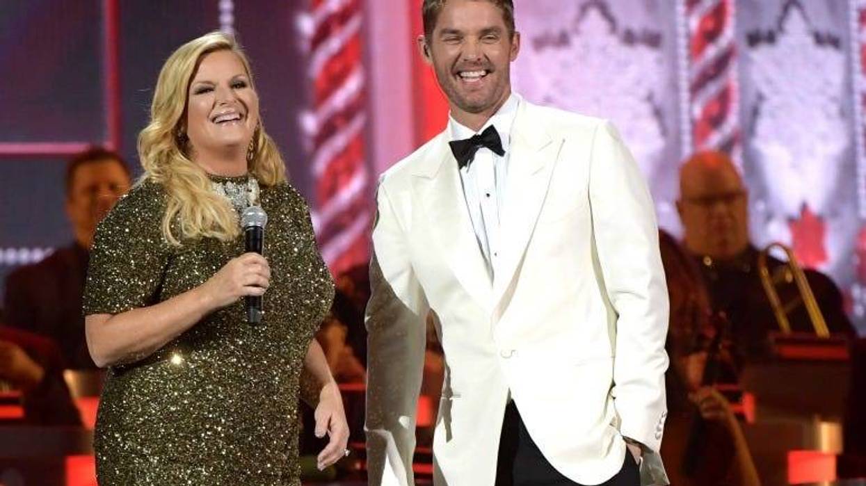 Trisha Yearwood and Brett Young perform during the 2019 CMA Country Christmas
