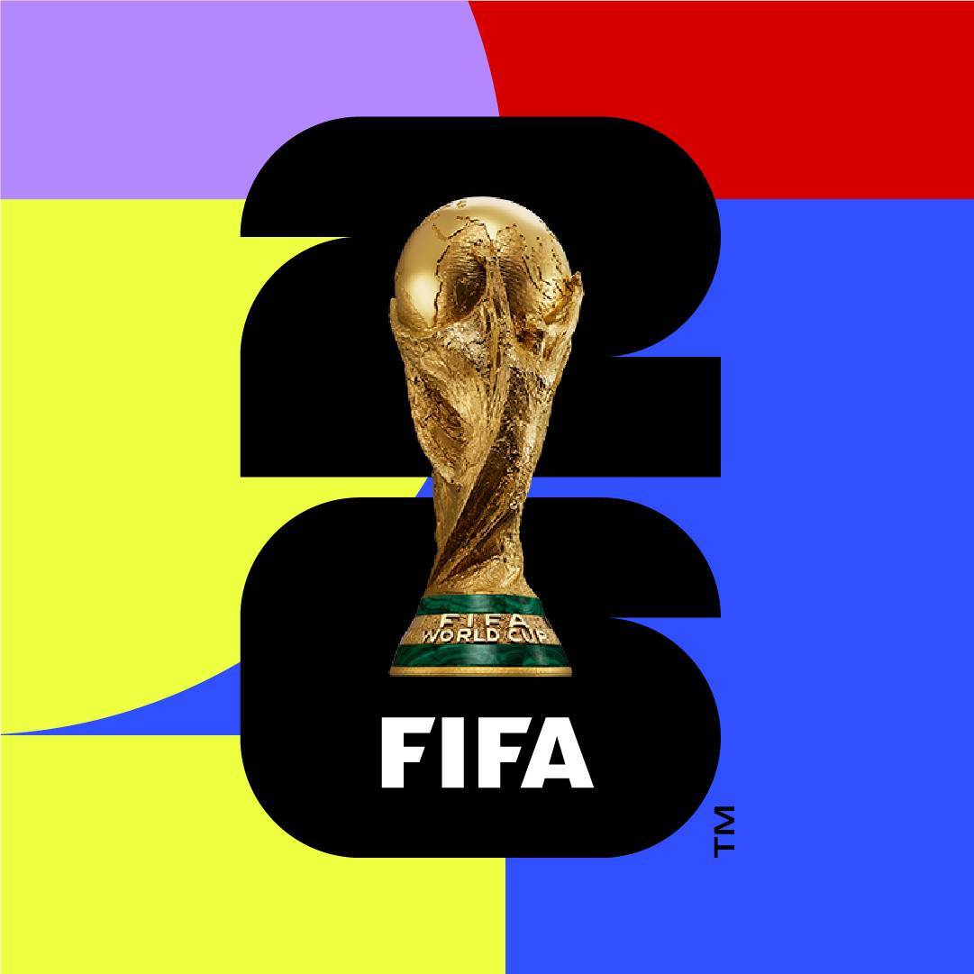 Trofeo dorado de la Copa Mundial de la FIFA y logotipo de la FIFA .