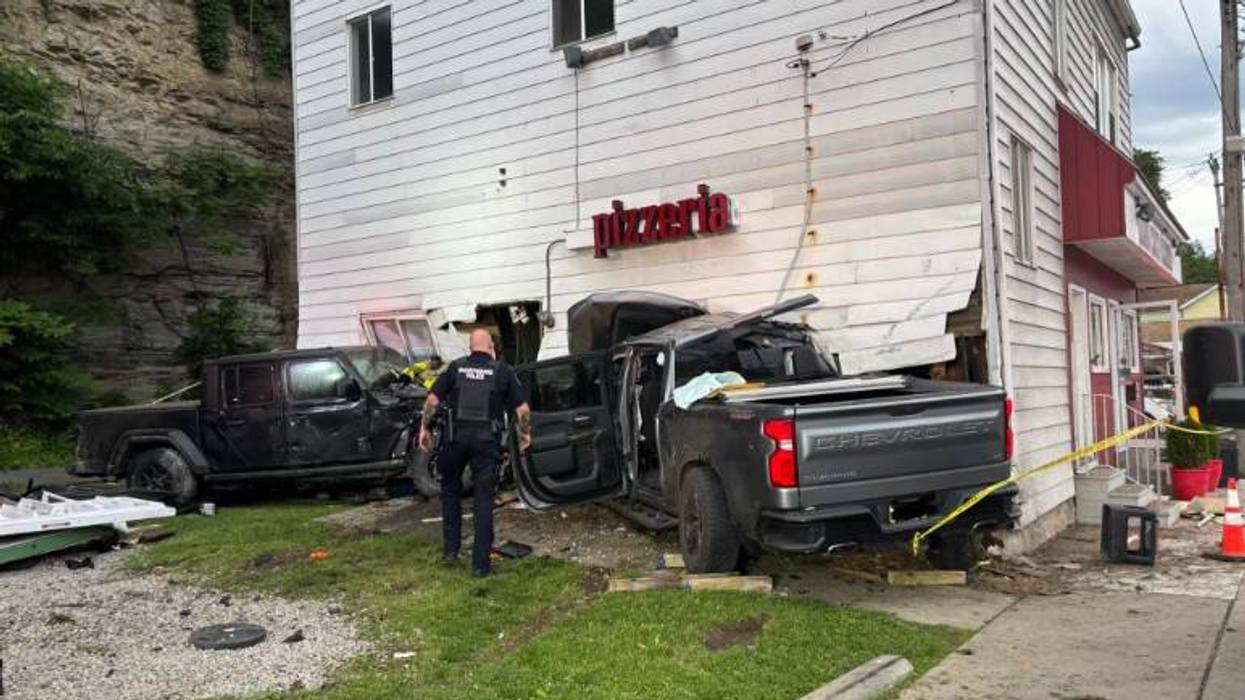 Driver hospitalized after truck slams into Etna pizzeria