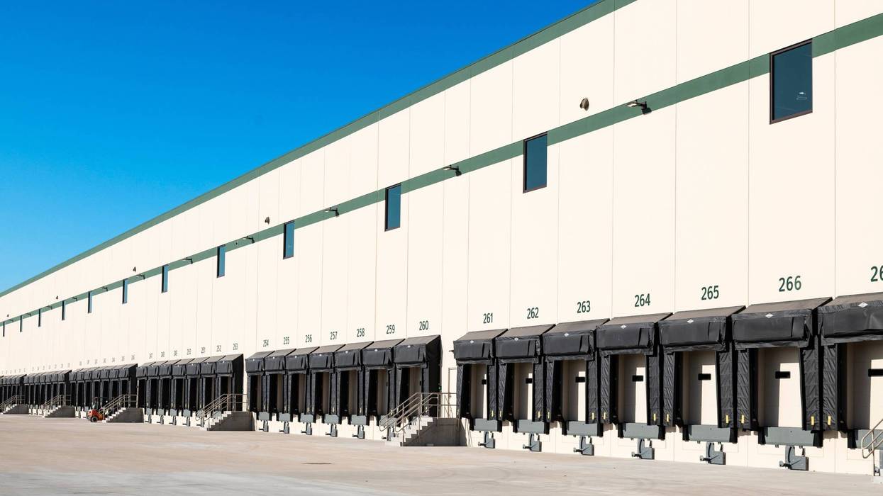 Truck loading bays at a large distribution warehouse