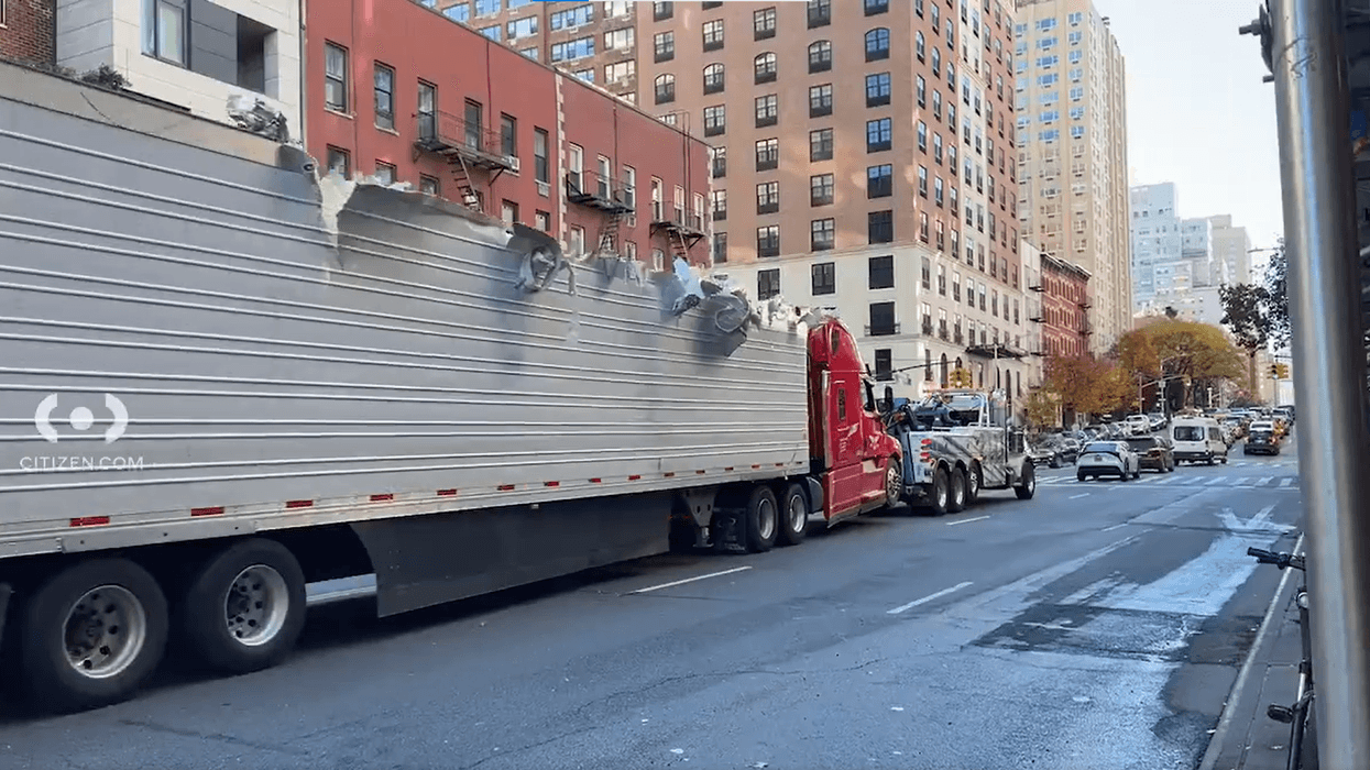 Truck stuck in underpass on FDR Drive on Monday, Nov. 20, 2023.