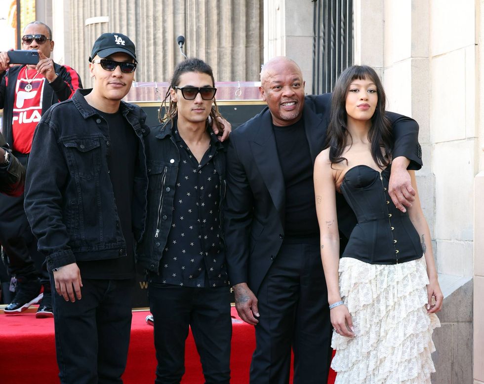 Truice Young, Tyler Young, Dr. Dre and Truly Young attend the Hollywood Walk of Fame Star Ceremony for Dr. Dre