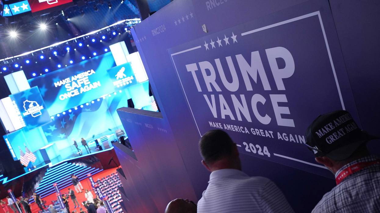 Trump and Vance campaign sign at the RNC