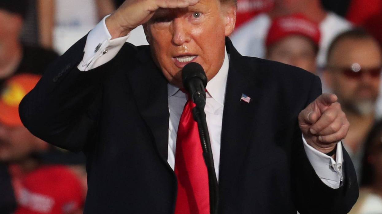 Trump making a speech in Wellington, OH, on June 26, 2021.
