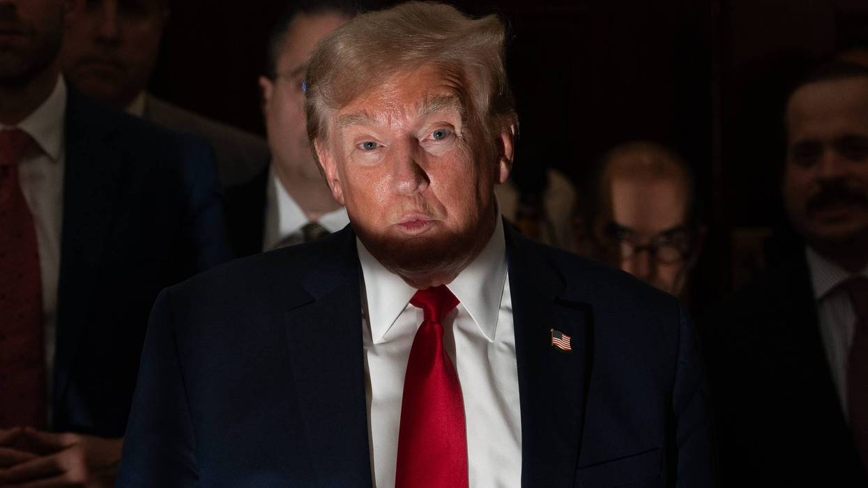 Trump outside court