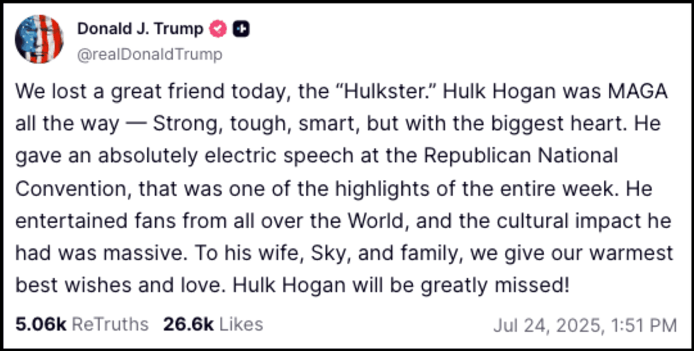 Trump said Hogan would be "greatly missed"
