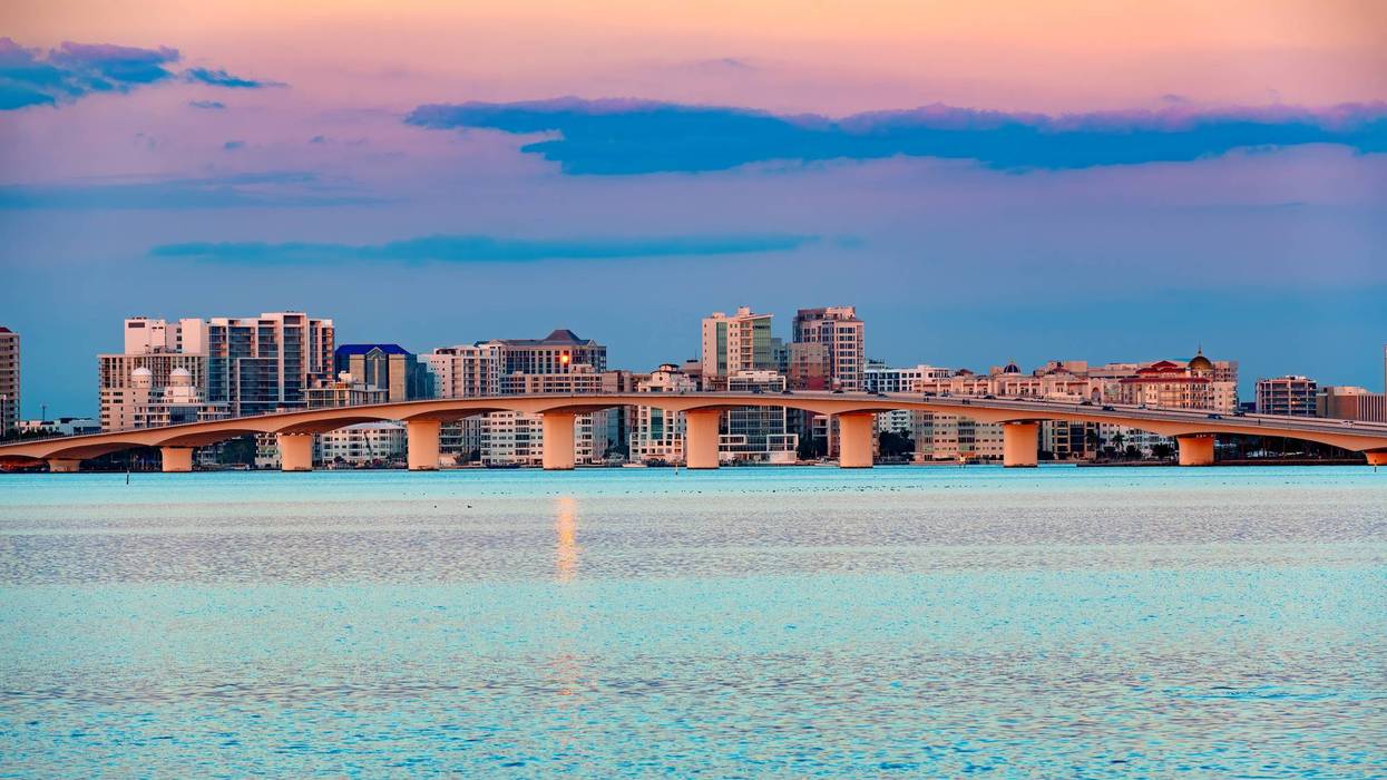 Twilight view of Sarasota skyline in florida, United States