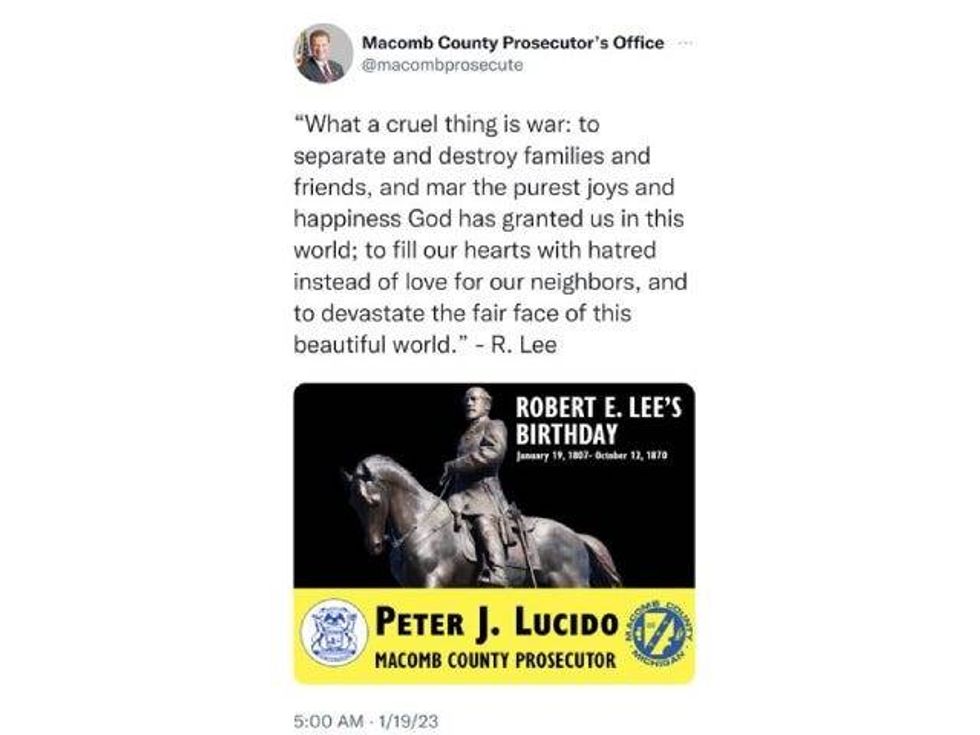 Twitter post from Macomb County Prosecutor