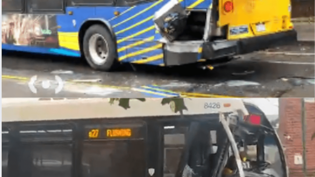 Two buses crashed on a Queens street.