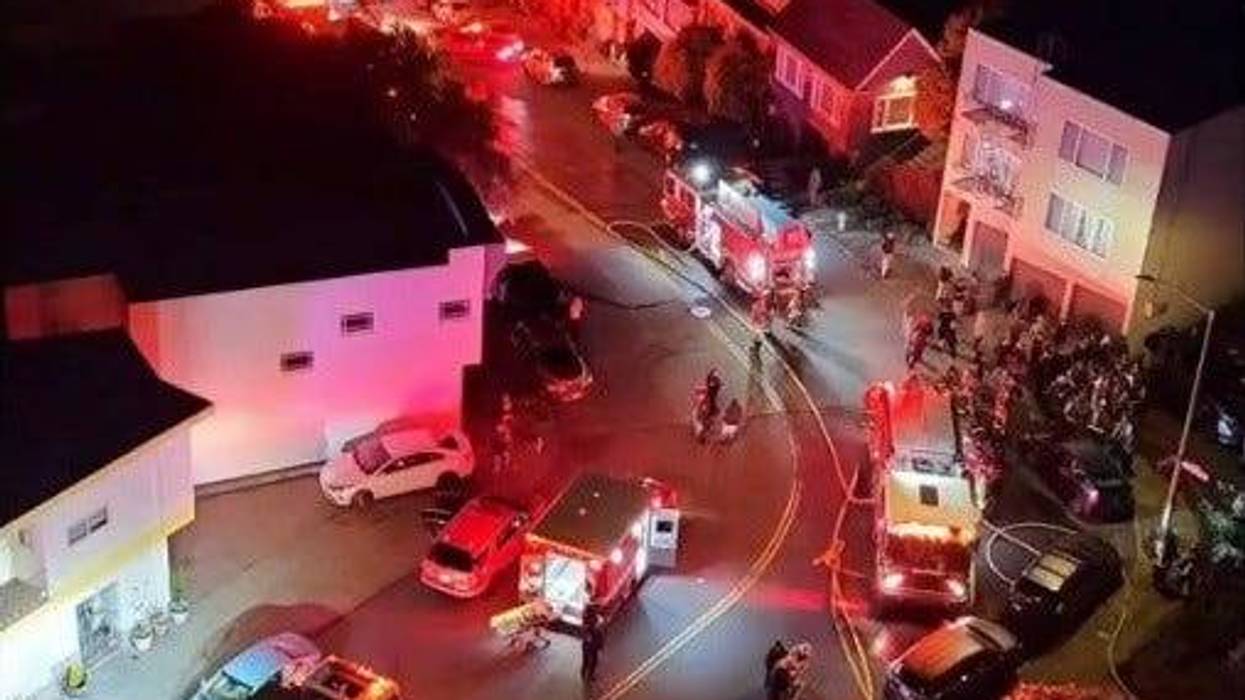 Two people jumped from their apartment to escape a fire in San Francisco on Locksley Avenue.