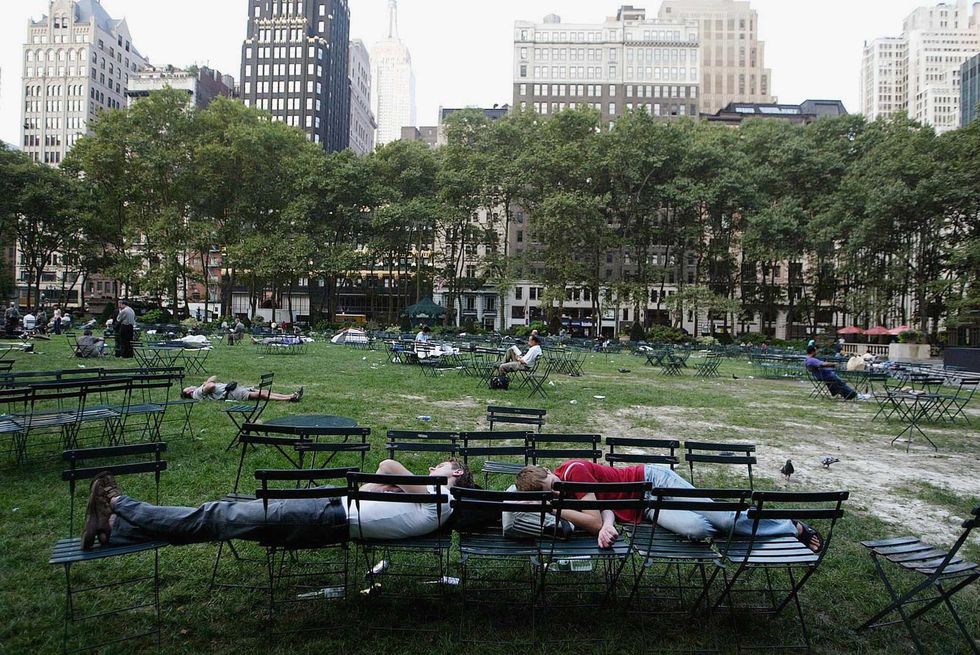 Two people sleep in New York