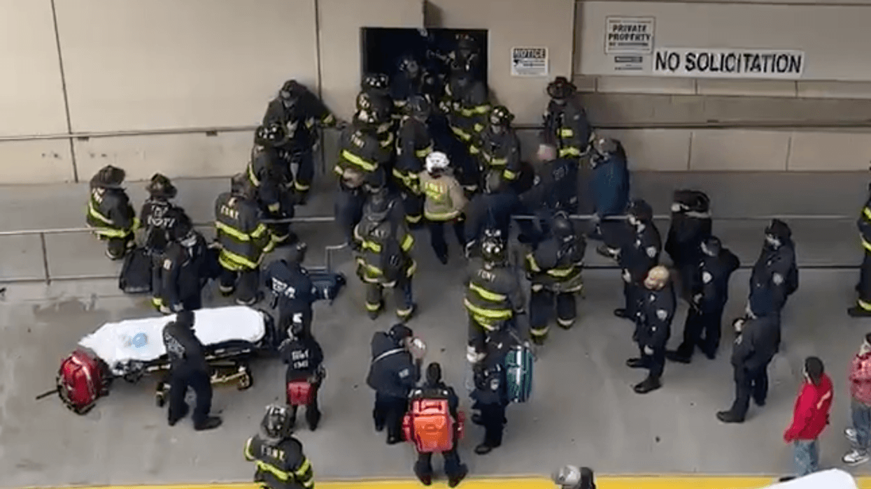 Two people were rescued after falling down an elevator shaft at a Bronx Target store Thursday.