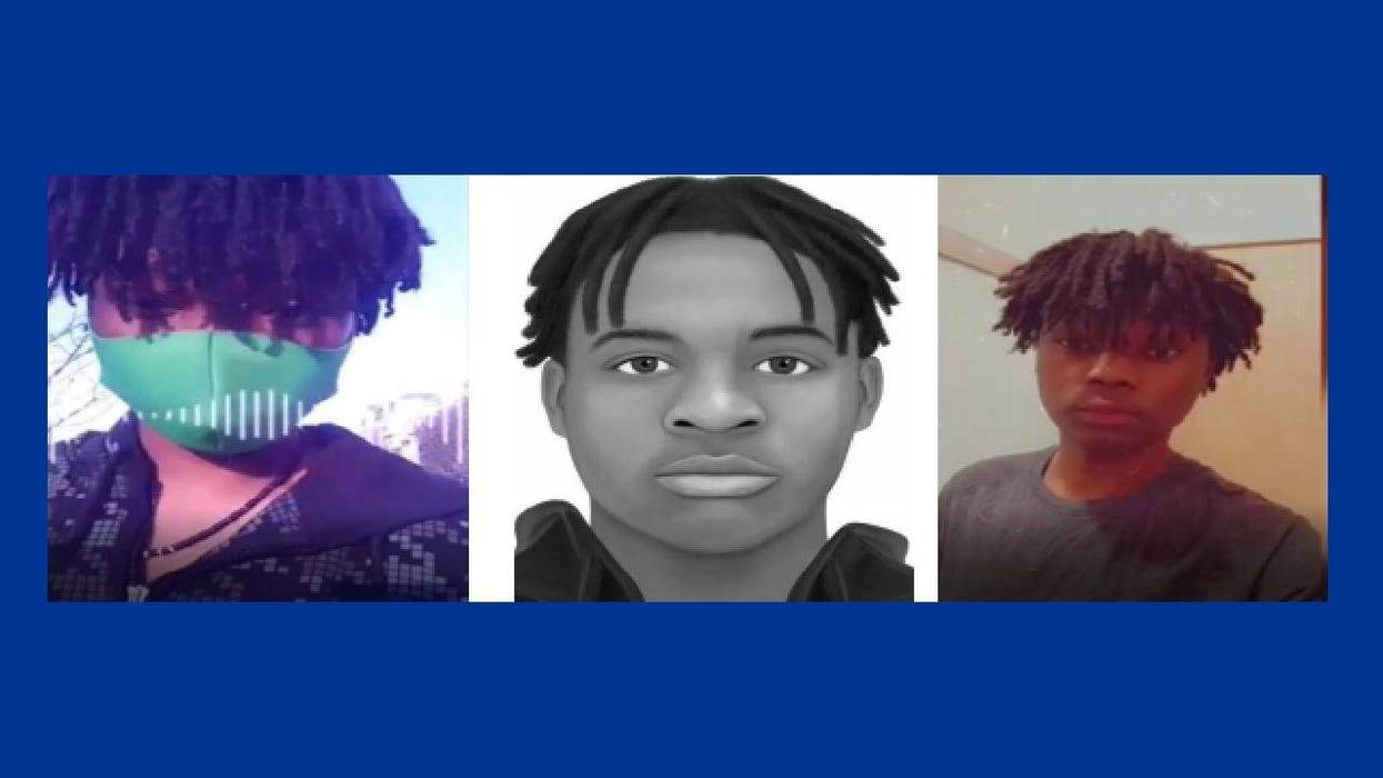 Two photos and a sketch of a suspect wanted after a home invasion and sexual assault.