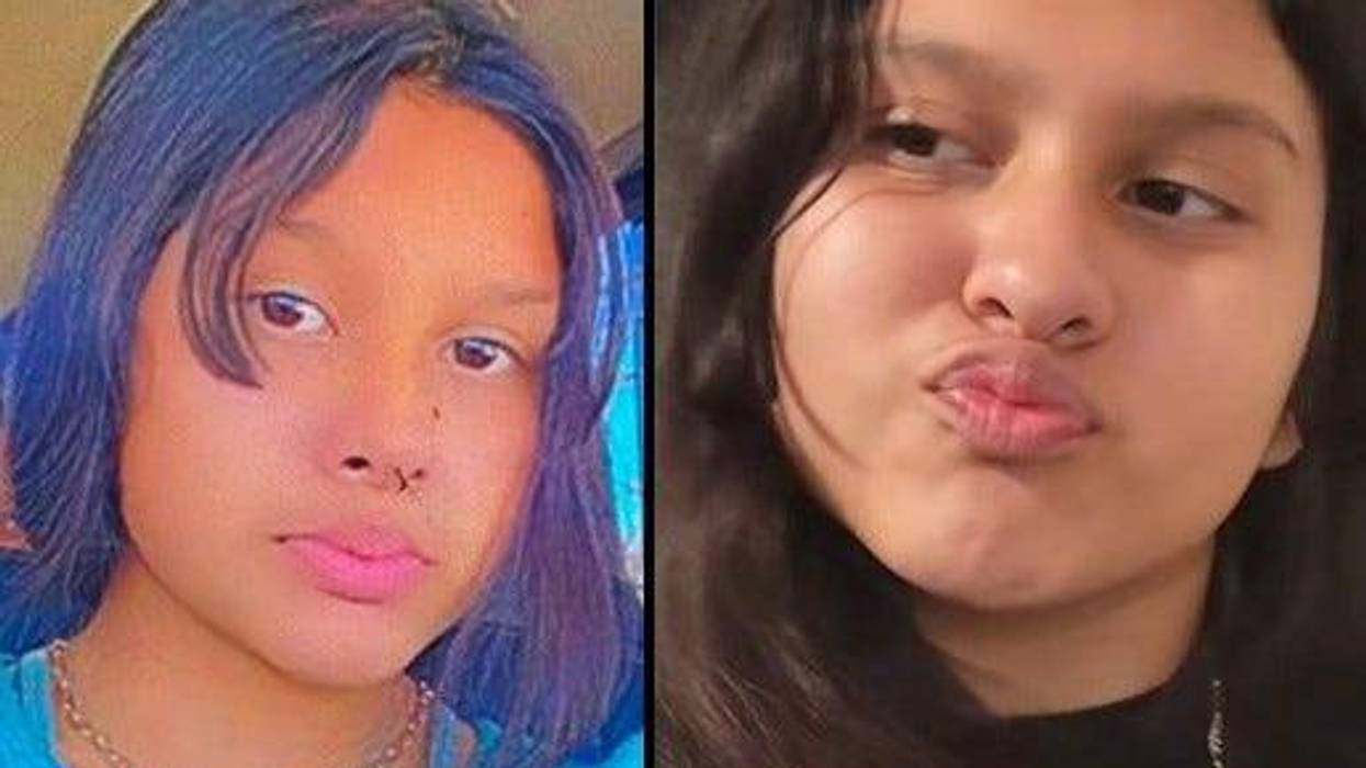 two photos of 13-year-old girl with dark hair and brown eyes