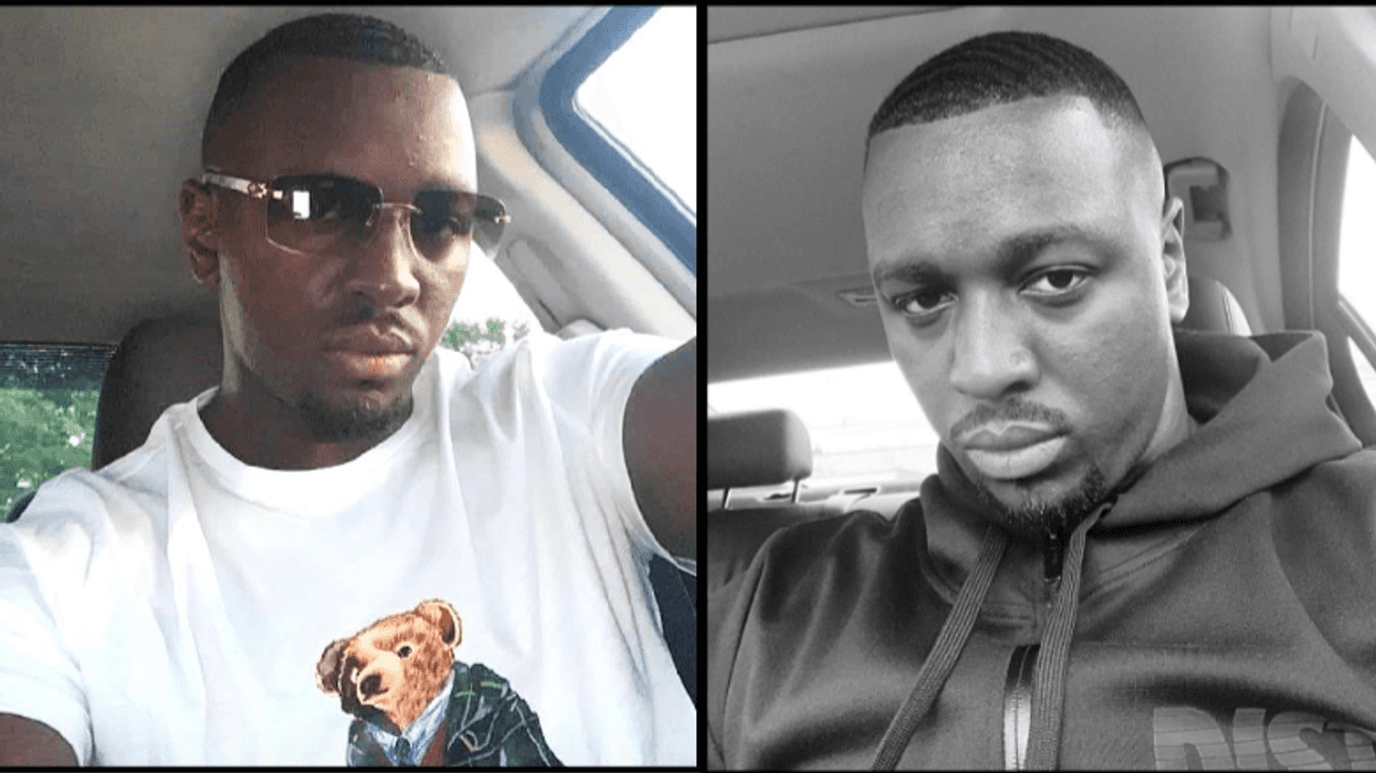 Two side-by-side selfies of man in car. In one picture, he's wearing a teddy bear shirt. In the other, he's wearing a hoodie. He is smiling in neither.