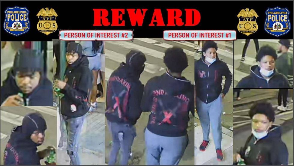 Two suspects wanted in the South Street mass shooting where three people were killed and 11 others were wounded.