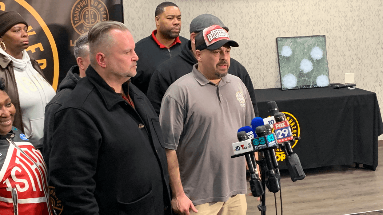 TWU Local 234 President Will Vera at union HQ tells reporters a strike is imminent.